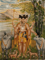 Dattatreya with Sacred Animals - 18×24″ Museum Poster