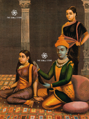 Krishna Combing Radha’s Hair - 18×24″ Poster