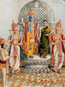 Vishnu & Lakshmi with Garuda, Jaya and Vijaya - 1883 Vintage Chromolithograph Poster (18×24″)