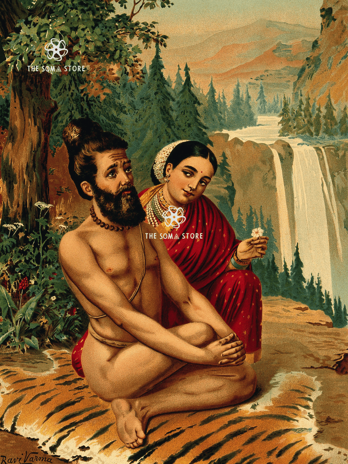 Menaka Tempts Sage Vishwamitra - Raja Ravi Varma Mythology Poster (18×24″)