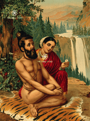 Menaka Tempts Sage Vishwamitra - Raja Ravi Varma Mythology Poster (18×24″)