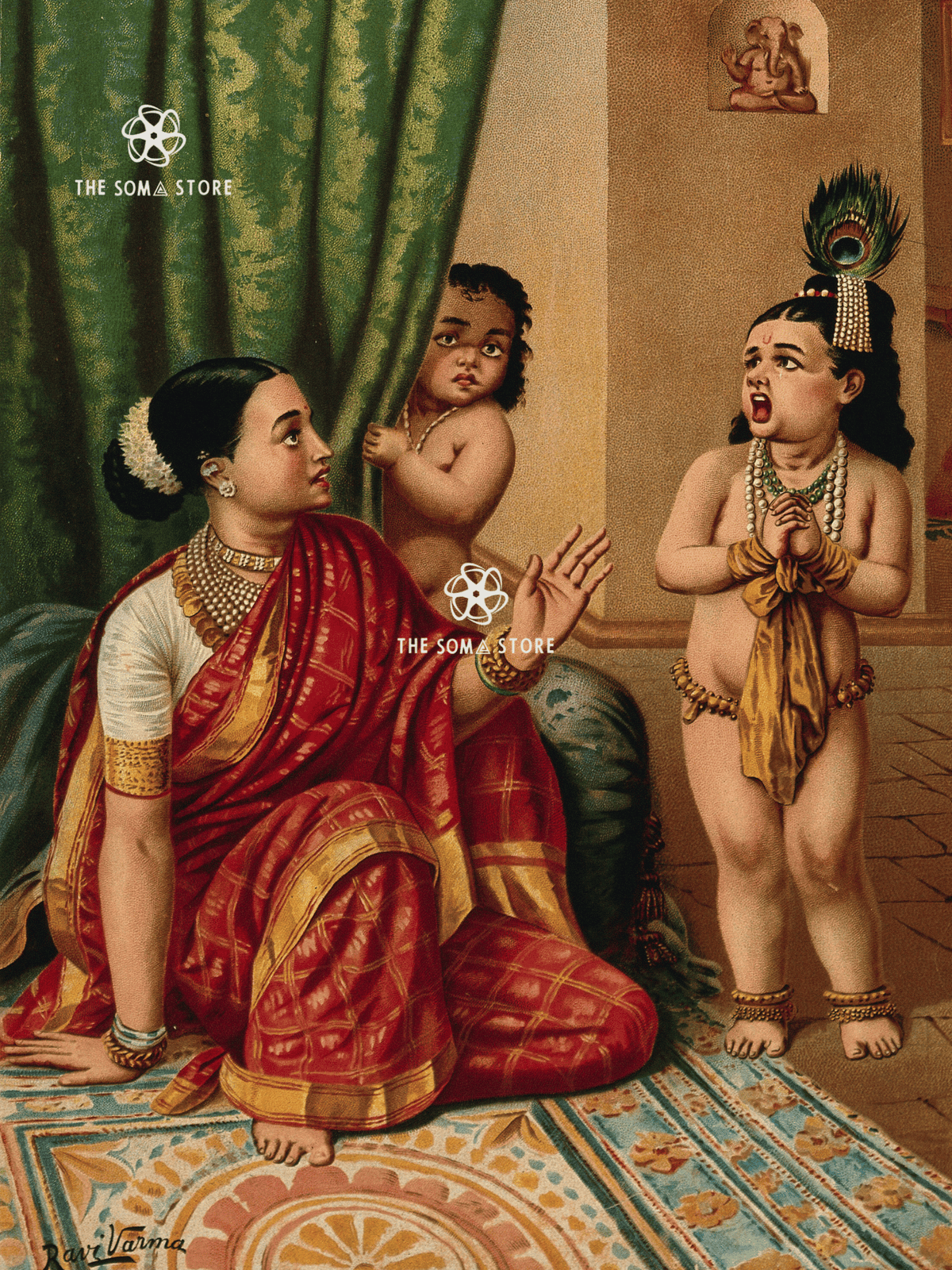 Vishvarupa Darshan - Yashoda Beholds the Universe in Krishna’s Mouth | Ravi Varma Poster (18×24″)