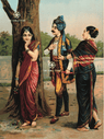 Madalasa & Ritudhvaja Courtship - Raja Ravi Varma Vintage Poster (18×24″)