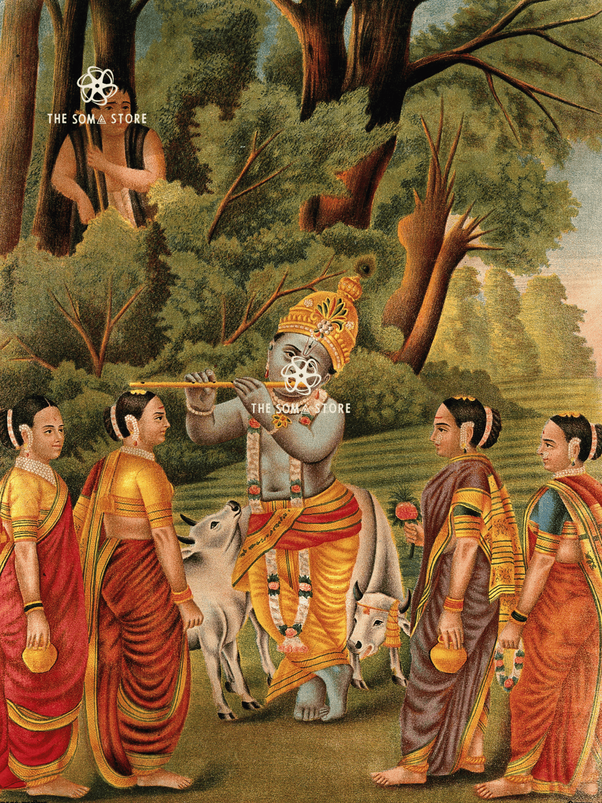 Vṛndāvana Melody - Kṛṣṇa Enchanting the Gopīs (18 × 24 in Poster)