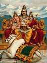 Śiva–Pārvatī with Gaṇeśa on Mount Kailāsa - The Divine Family in Eternal Harmony (18 × 24 in Poster)