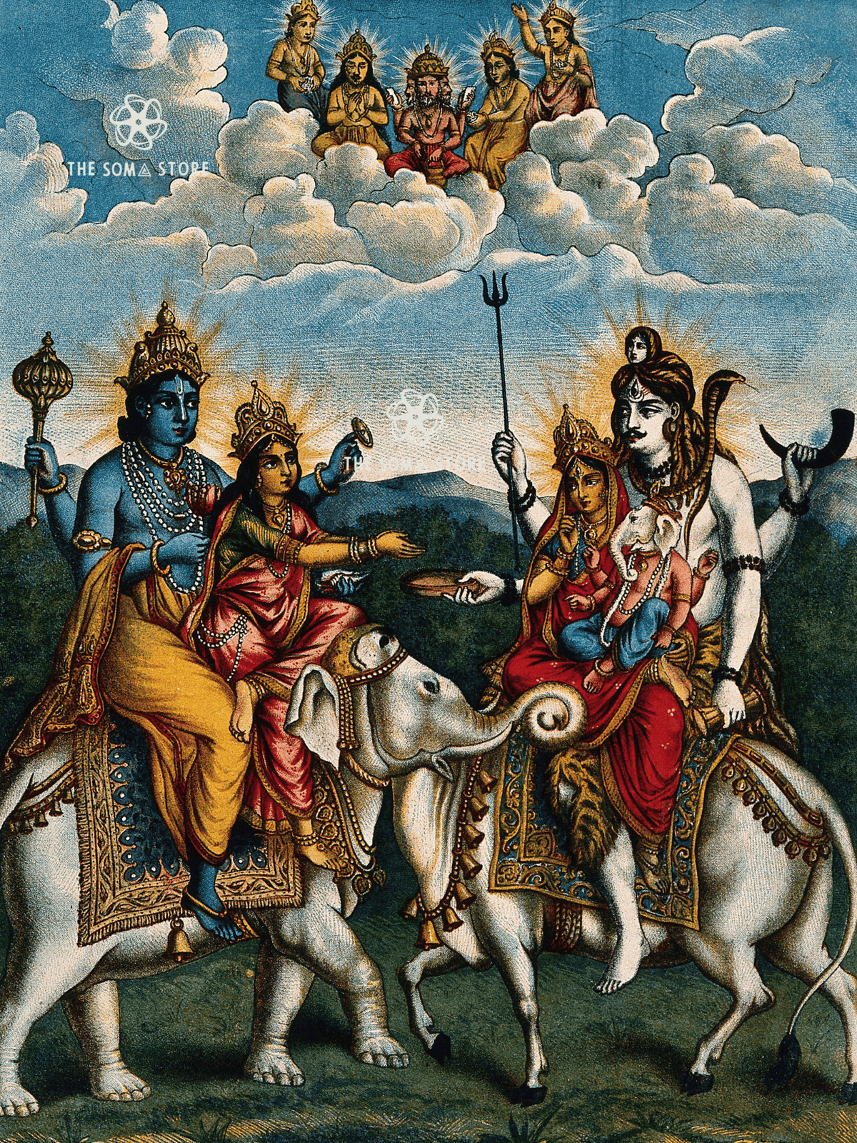 Hari–Hara Meeting - Vishnu and Shiva in Divine Harmony (18 × 24 in Poster)
