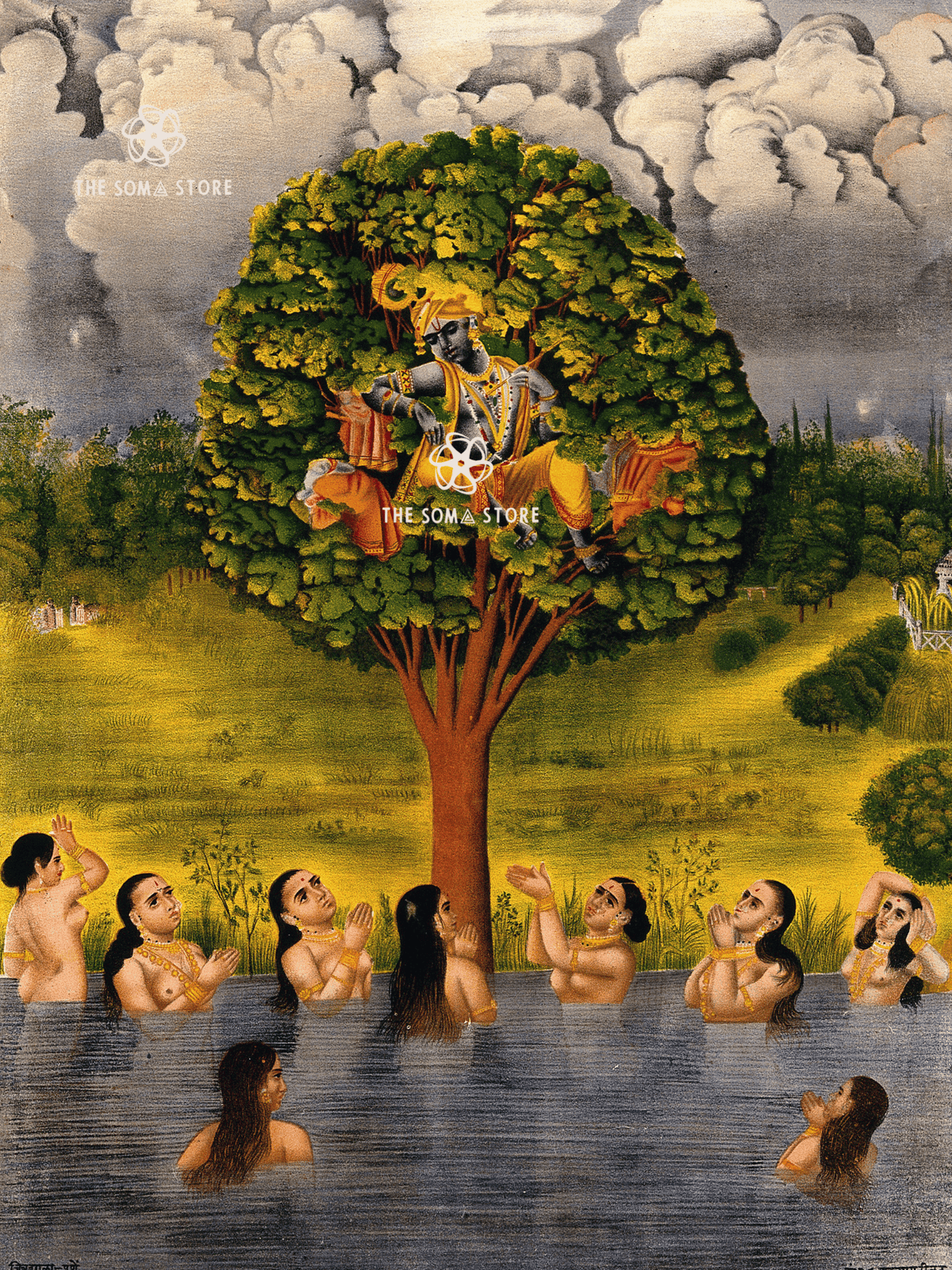 Krishna’s Vastraharana - The Gopis’ Plea on the Banks of Yamuna (18 × 24 in Poster)