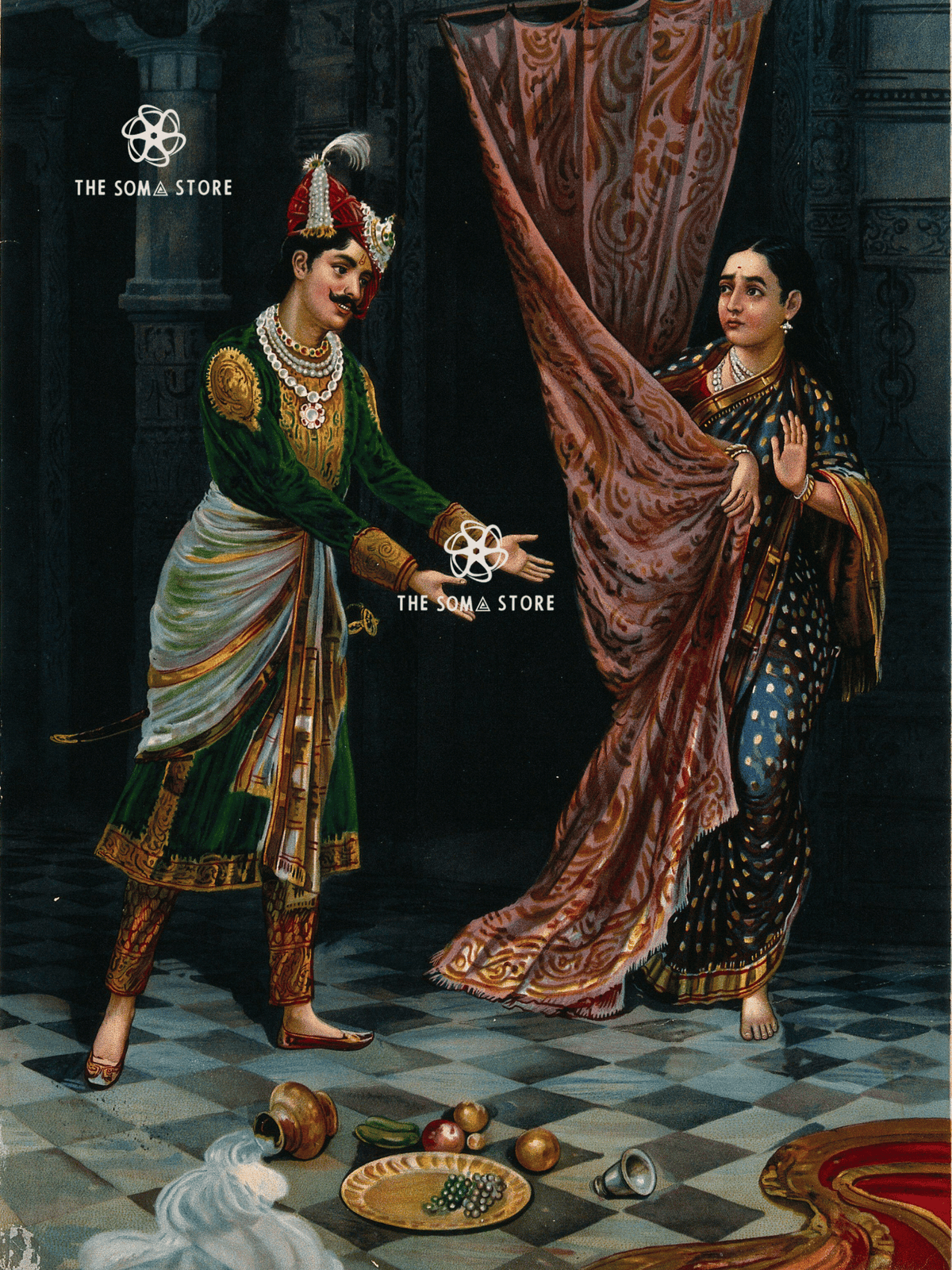 Keechak and Sairandhri - Draupadi Confronts Keechak (18 × 24 in Poster)