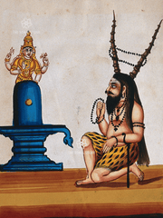 A Maharishi Praying to a Shiva Lingam (18 × 24 in Poster)