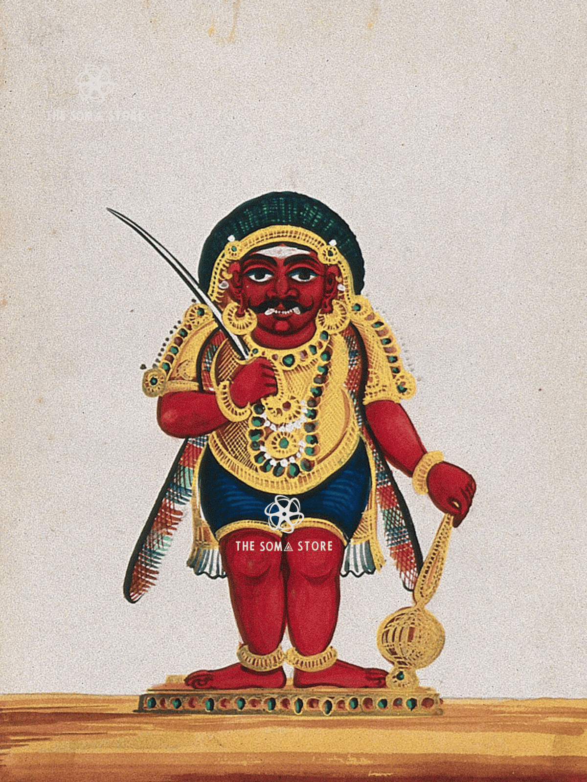 A Red-Skinned Demon with Sword and Mace (18 × 24 in Poster)