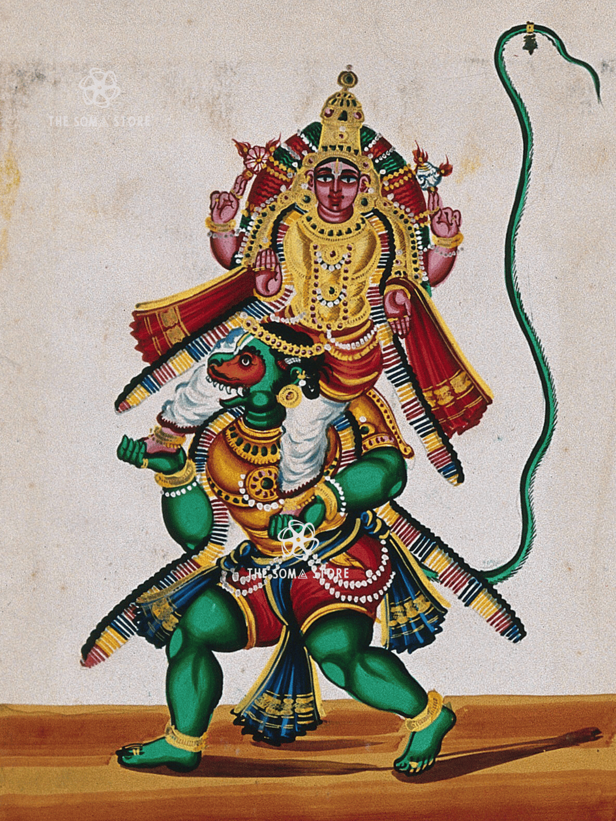 Hanuman Carrying Vishnu - Devotion Carrying Divinity (18 × 24 in Poster)