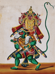 Hanuman Carrying Vishnu - Devotion Carrying Divinity (18 × 24 in Poster)