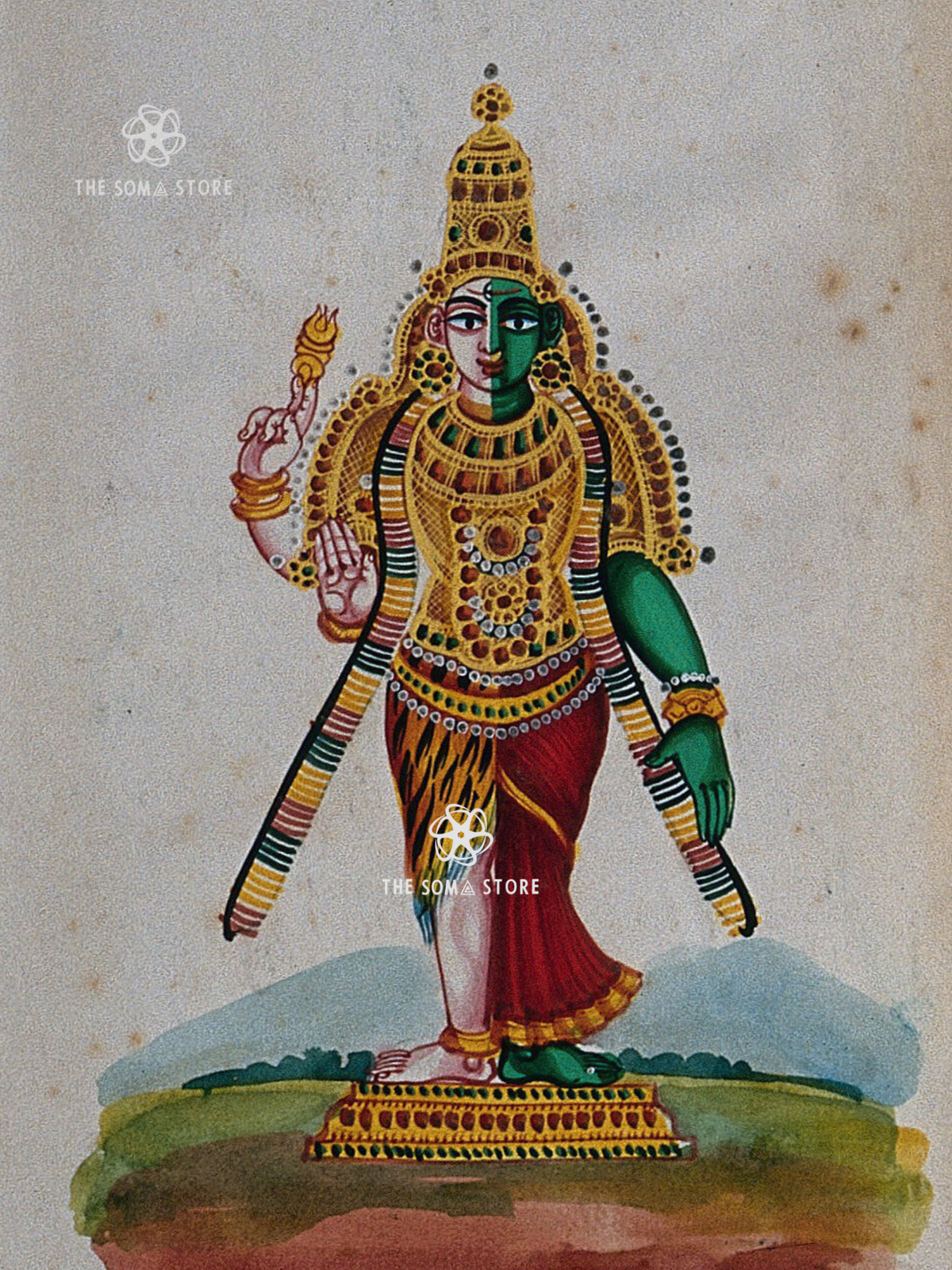 Ardhanarishvara - Shiva as Half-Male Half-Female (18 × 24 in Poster)