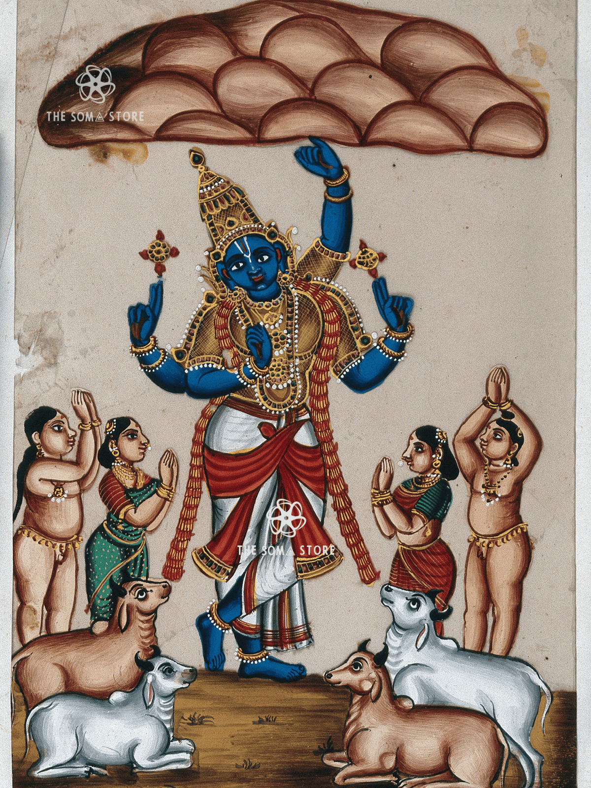 Govardhana Krishna - Lifter of the Sacred Mountain (18 × 24 in Poster)