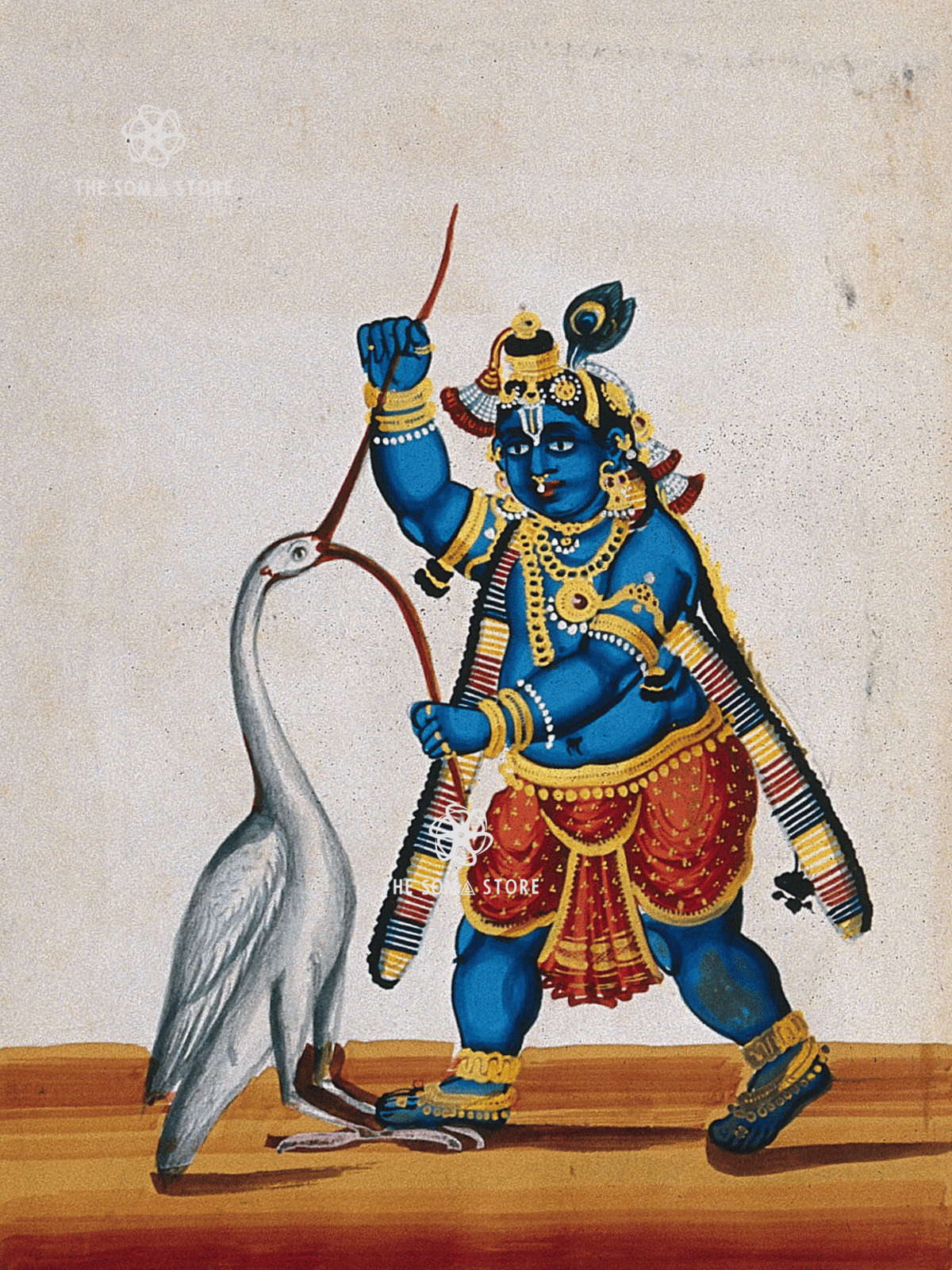 Krishna Defeating Bakasura - The Slayer of the Crane Demon (18 × 24 in Poster)