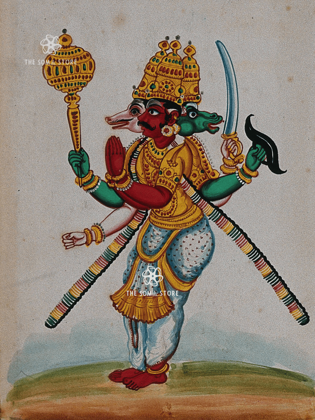 Three-Headed Form of Vishnu - Varaha, Narasimha & the Divine Protector (18 × 24 in Poster)