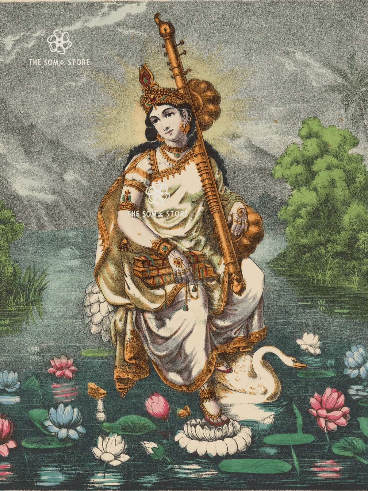 Goddess Saraswati - The Divine Muse of Knowledge & Arts (18 × 24 in Poster)