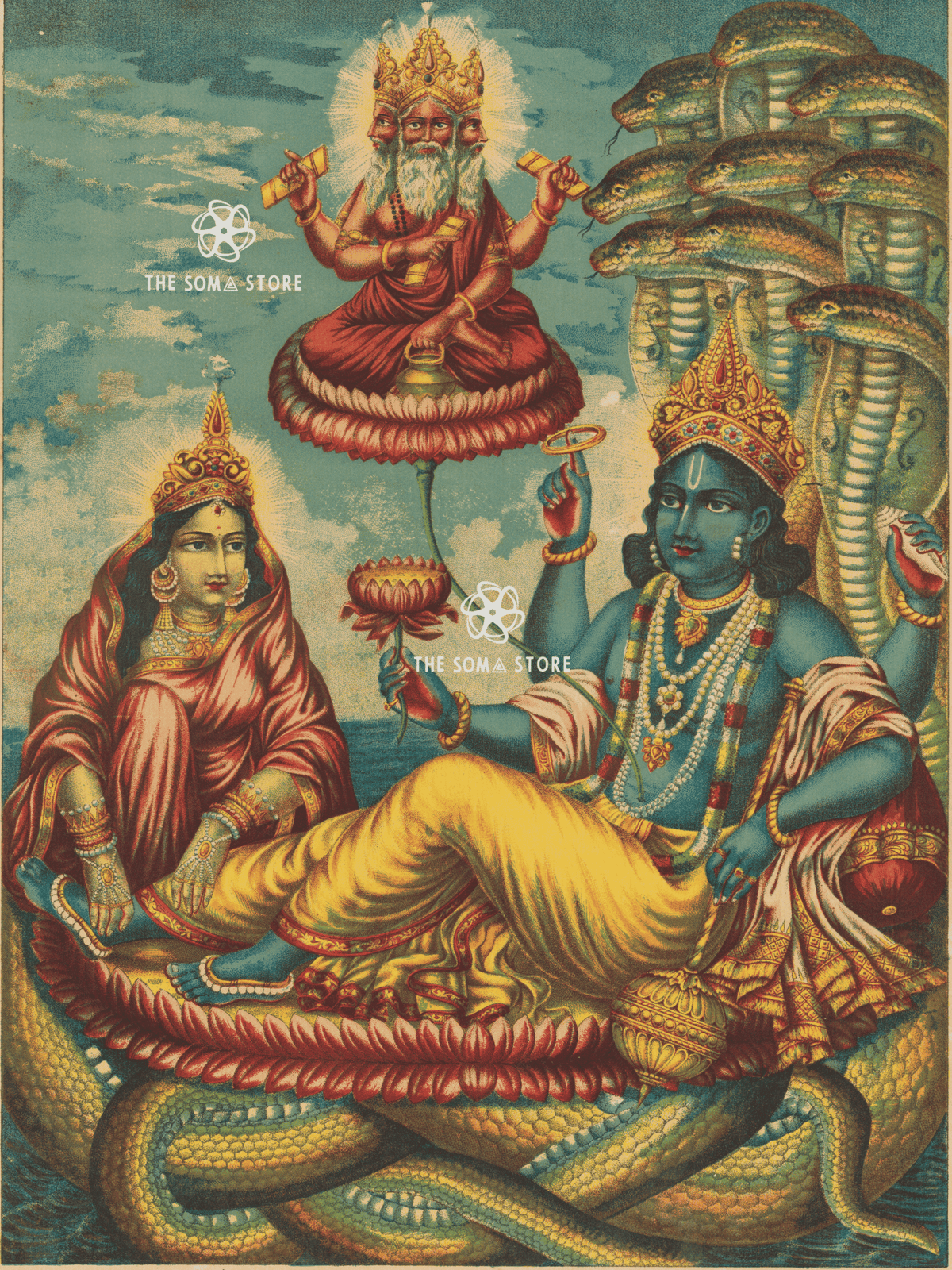 Shri Sheshanarayana - Vishnu on the Cosmic Ocean (18 × 24 in Poster)
