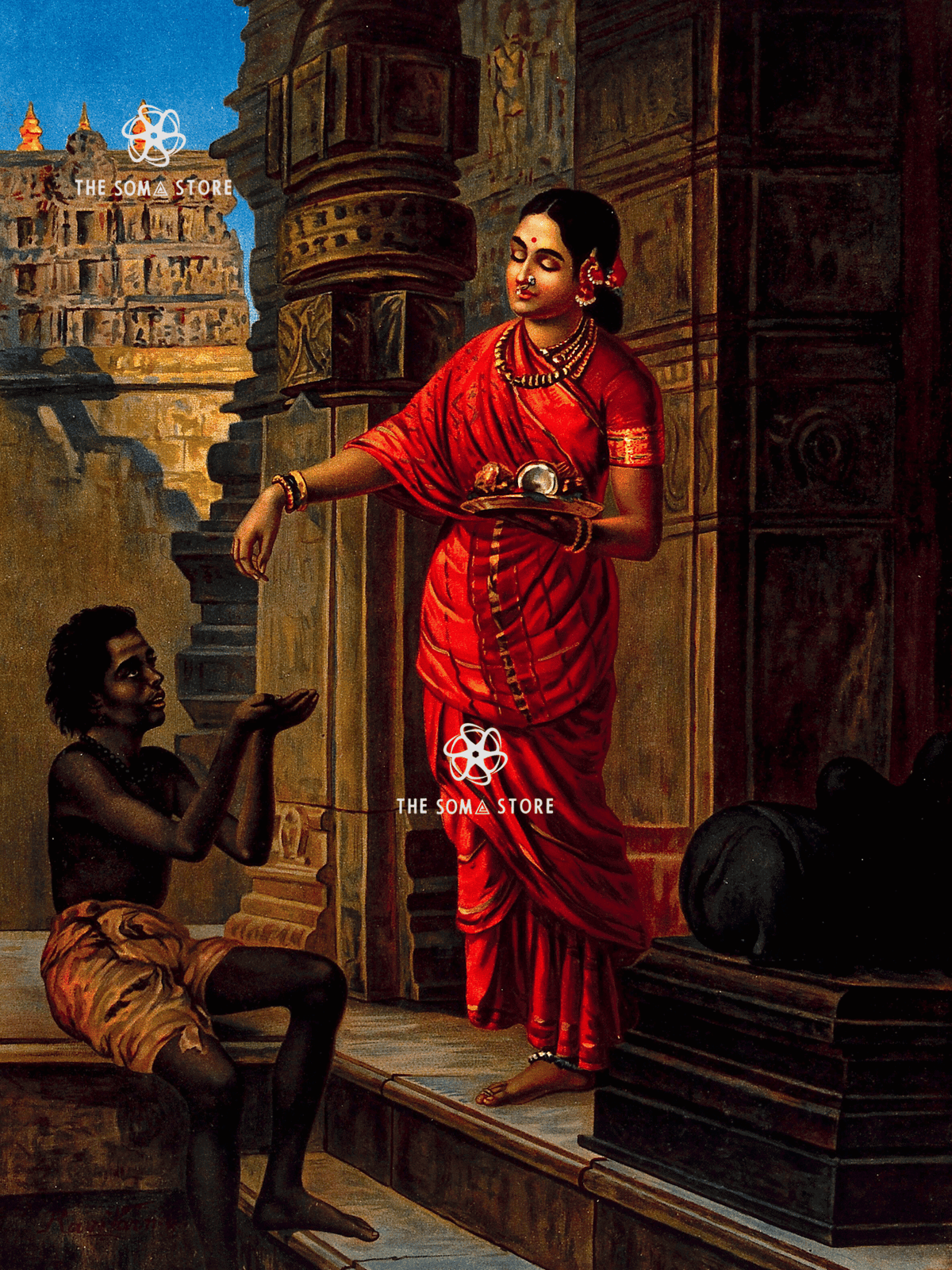 Annapūrṇā & Śiva in Disguise - Alms Outside the Temple (18×24″ Poster)