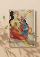 Krishna Killing Putana – Kalighat Painting Reprint (A3 Poster)