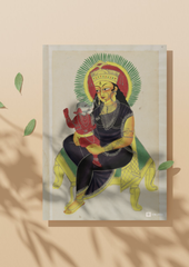 Parvati and Ganesha – Kalighat Painting Reprint (A3 Poster)