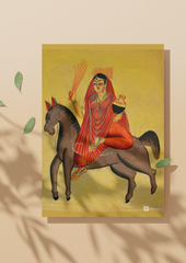 Shitala Mata – Kalighat Painting Reprint (A3 Poster)