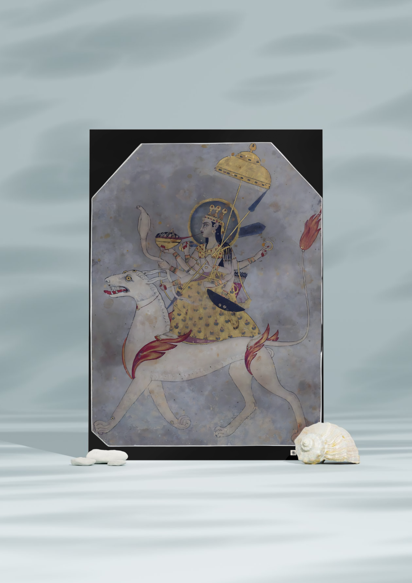 Durga on Her Divine Mount – Power, Grace &amp; Protection (A3 Poster)
