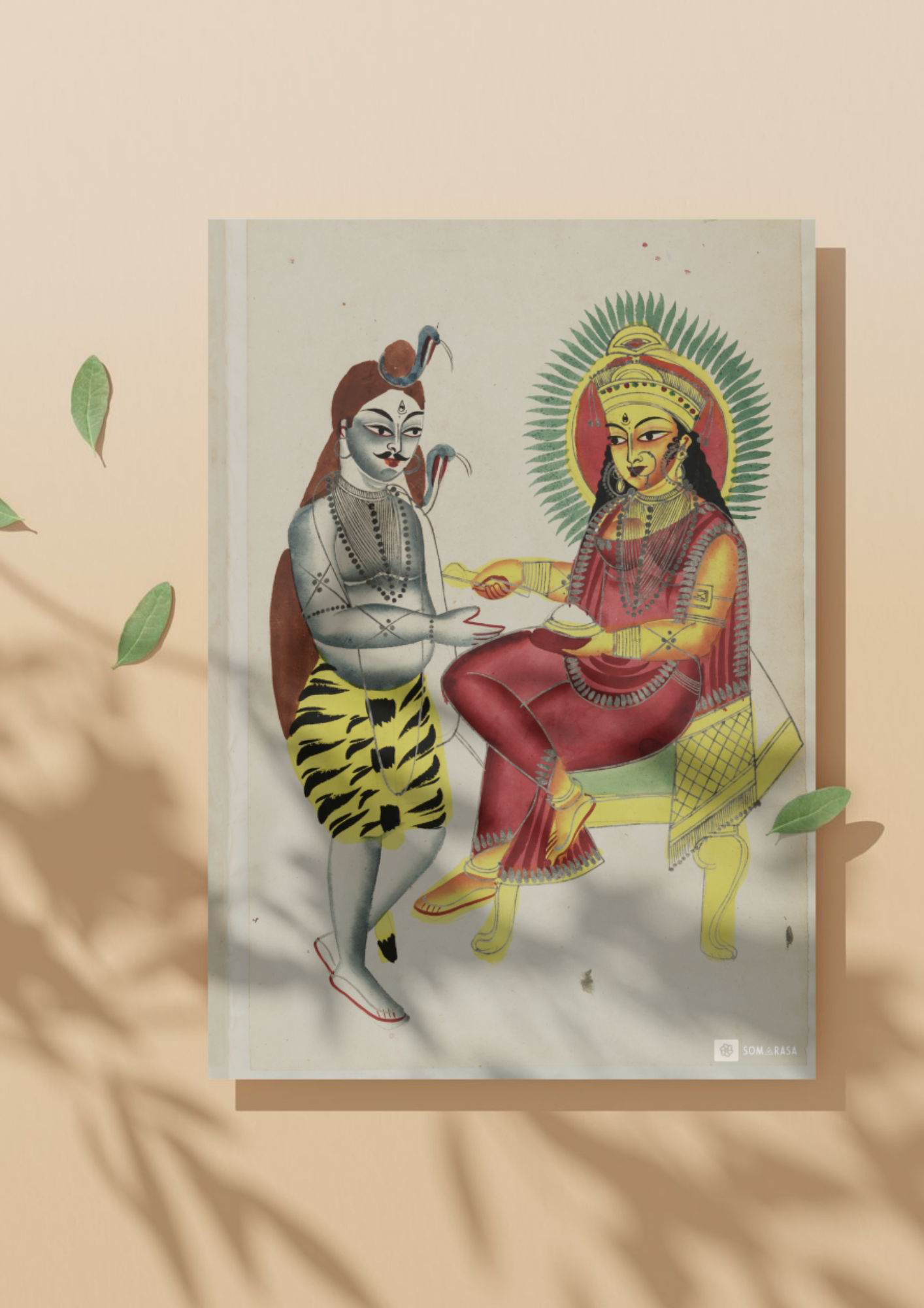 Shiva and Annapurna – Kalighat Painting Reprint (A3 Poster)