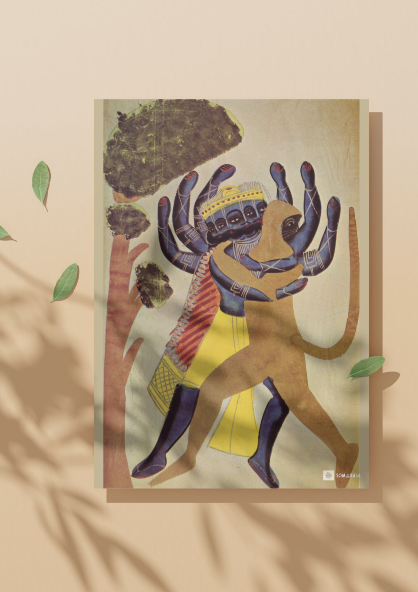 Ravan & Hanuman – Kalighat Painting Reprint (A3 Poster)