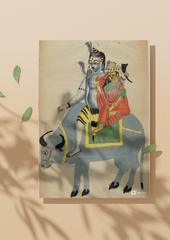 Shankar & Parvati on Nandi – Kalighat Painting Reprint (A3 Poster)
