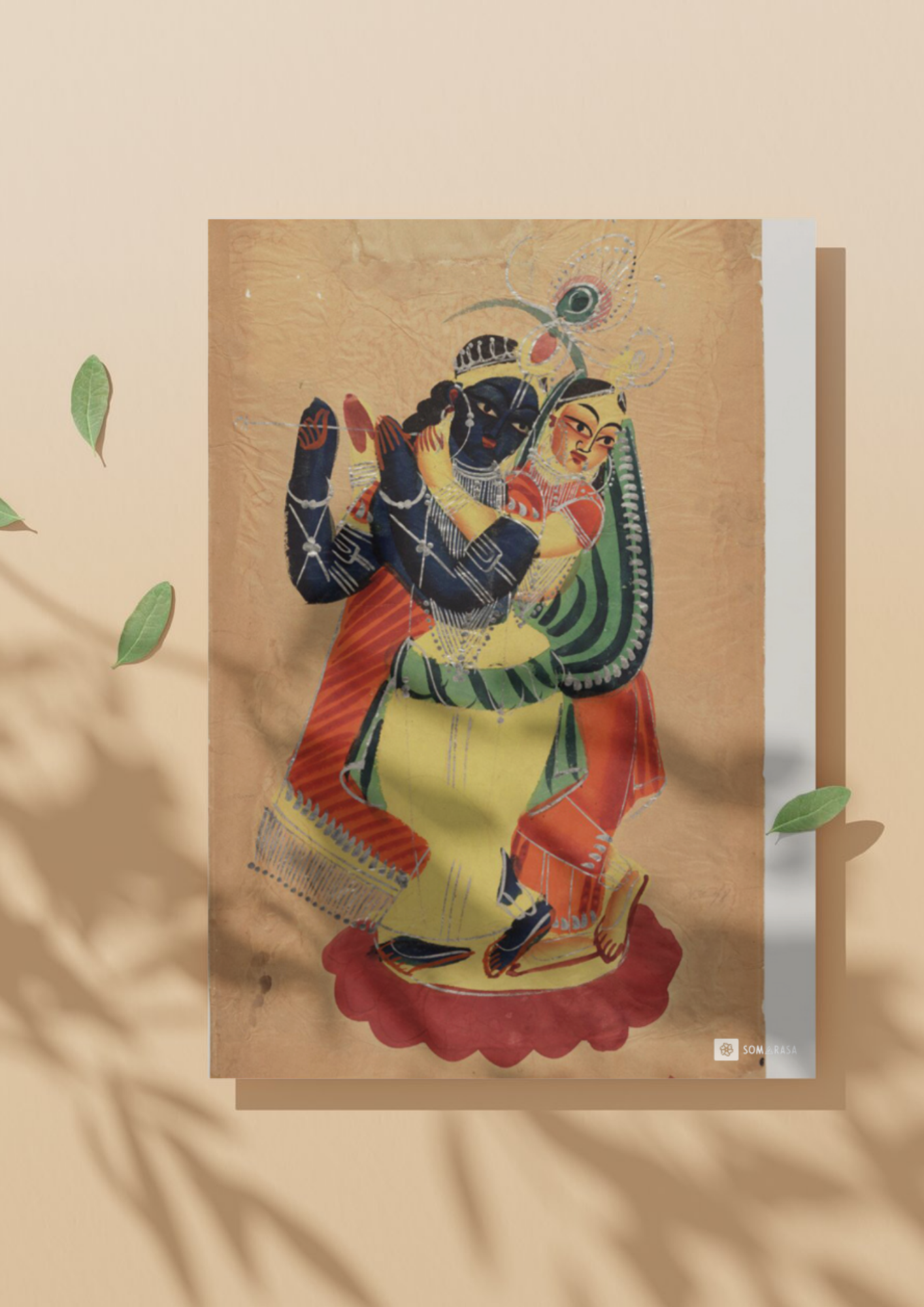 Radha Krishna – Kalighat Painting Reprint (A3 Poster)