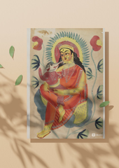 Gauri Nursing Ganesh – Kalighat Painting Reprint (A3 Poster)