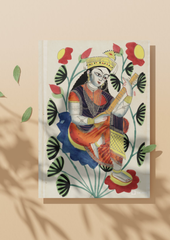 Saraswati on Lotus – Kalighat Painting Reprint (A3 Poster)