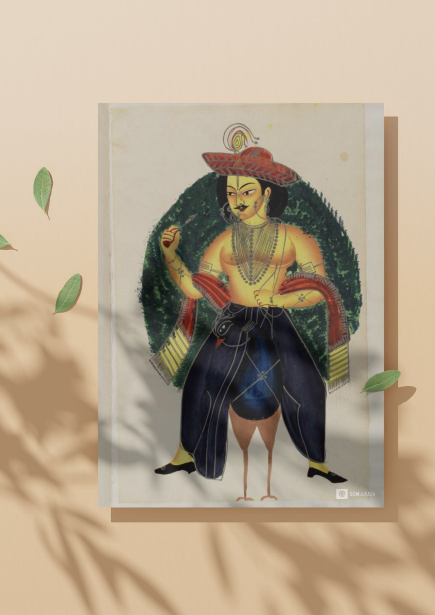 Kartikeya on Peacock – Kalighat Painting Reprint (A3 Poster)