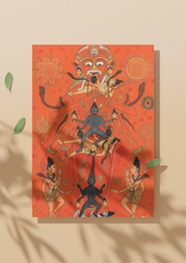 Kali & Shiva in Tantric Cosmic Union – Miniature Painting (16x24 Poster)