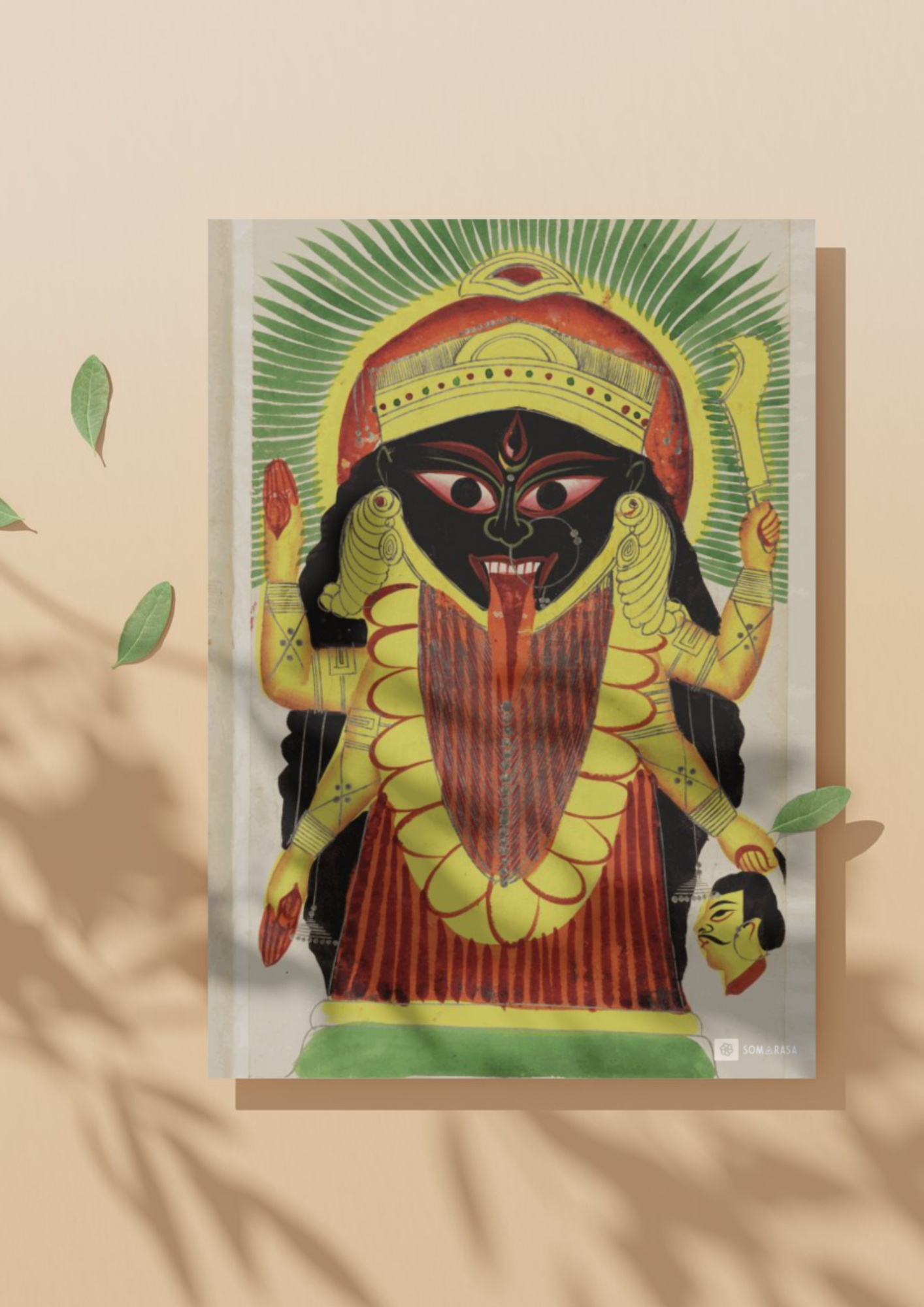 Kali Fierce and Divine – Kalighat Painting Reprint (A3 Poster)