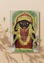 Kali Fierce and Divine – Kalighat Painting Reprint (A3 Poster)