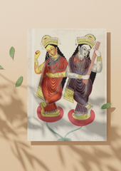 Lakshmi & Saraswati – Kalighat Painting Reprint (A3 Poster)