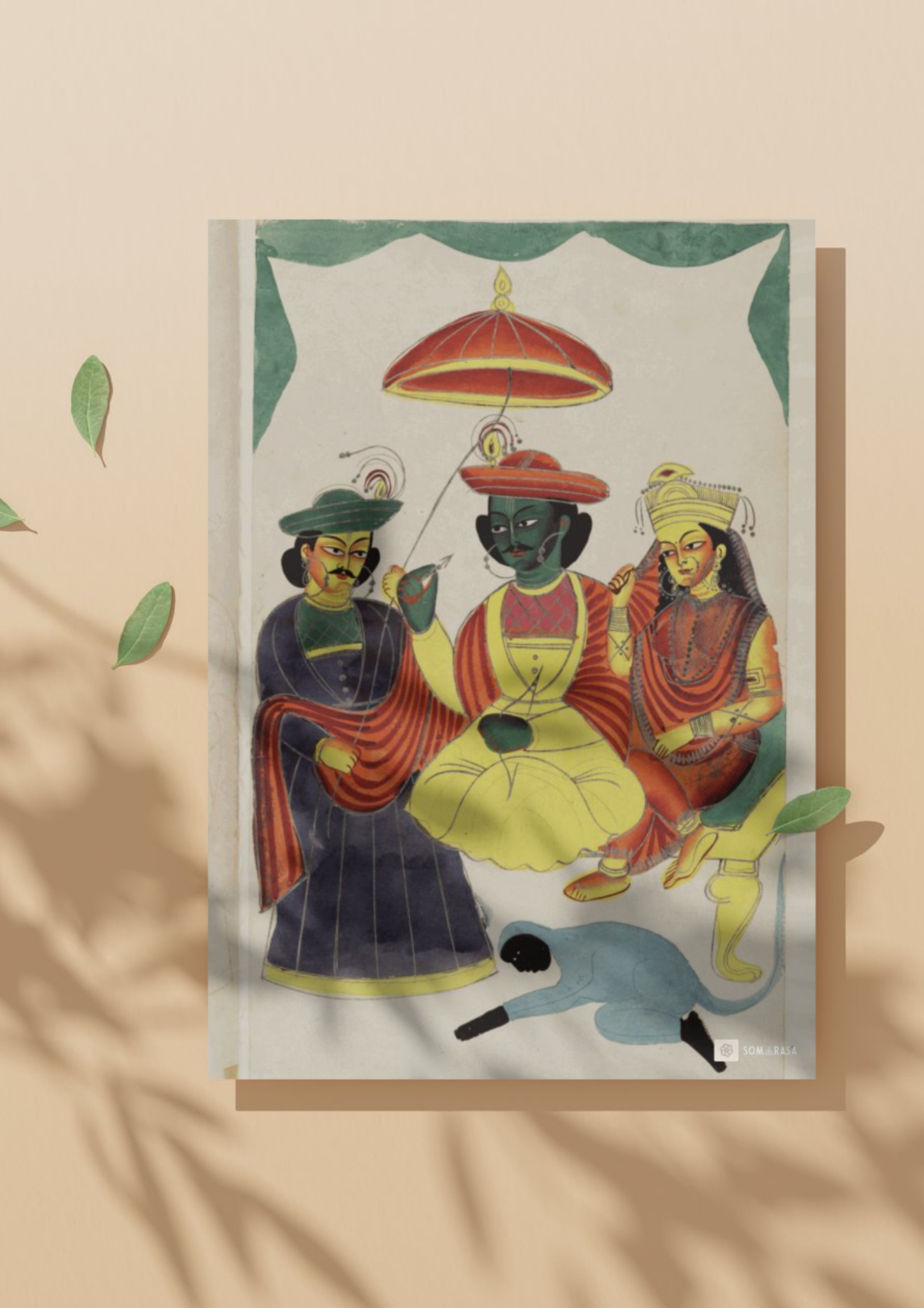 Rama, Sita, and Lakshmana Enthroned – Kalighat Painting Reprint (A3 Poster)