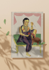 The Courtesan and the Sheep-Man – Kalighat Painting Reprint (A3 Poster)