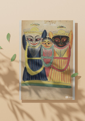 Jagannath, Balabhadra, and Subhadra – Kalighat Painting Reprint (A3 Poster)