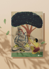 Kamdev Awakens Shiva – Kalighat Painting Reprint (A3 Poster)