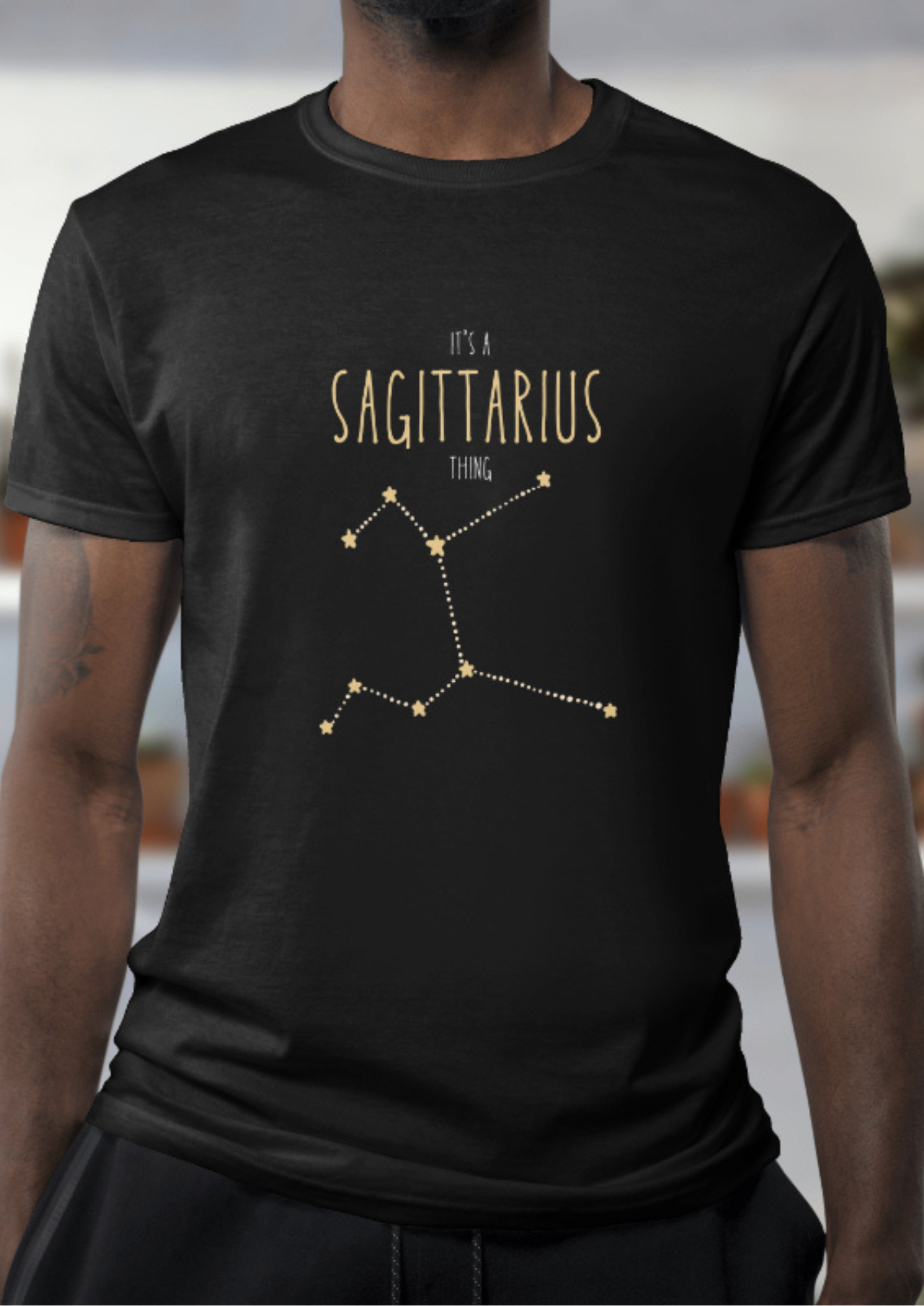 Sagittarius – The Celestial Explorer (Black Zodiac Series – Unisex/Oversized T-Shirt)