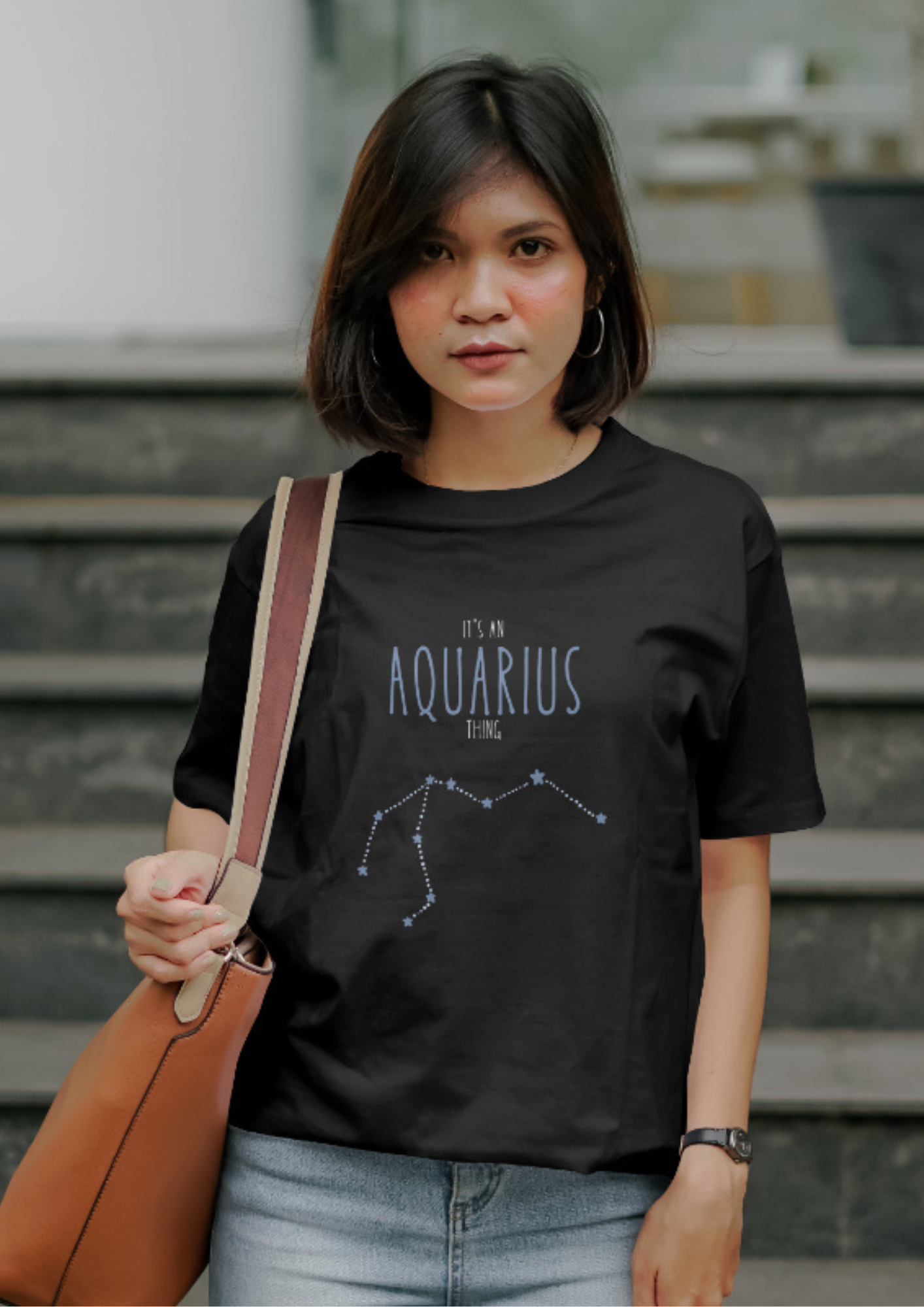 Aquarius – The Cosmic Innovator Tee (Unisex & Oversized Black T-Shirt)