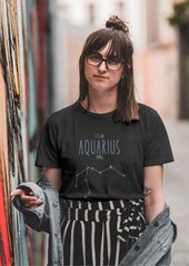 Aquarius – The Cosmic Innovator Tee (Unisex & Oversized Black T-Shirt)