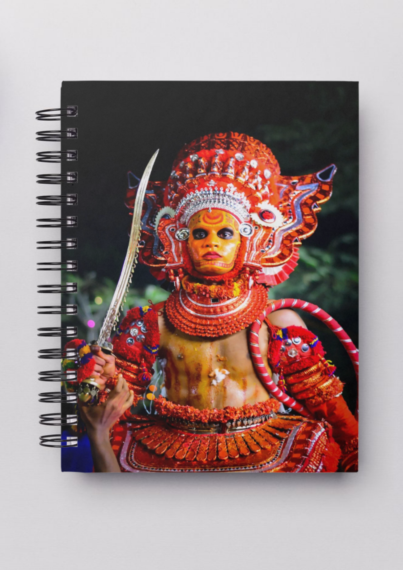 Blazing Spirit – Red Theyyam Ritual Performer (A5 Notepad)