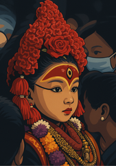 Kumari – The Living Goddess of Nepal (A5 Notepad) | Divine Grace in Ink