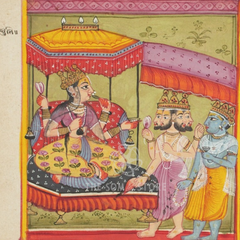 Brahma & Vishnu Before the Goddess (Square 14×14 Poster)