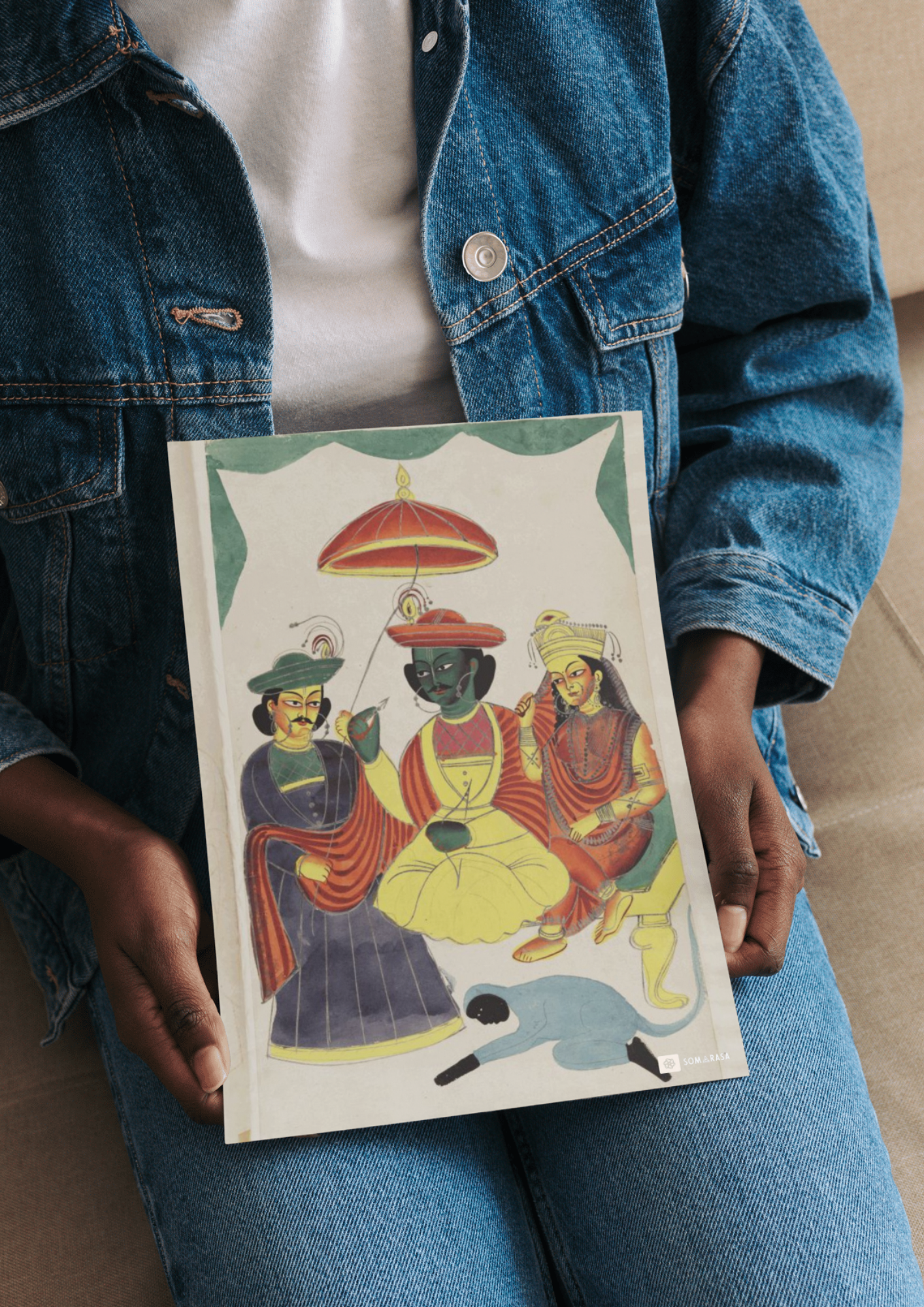 Rama, Sita, and Lakshmana Enthroned – Kalighat Painting Reprint (A3 Poster)