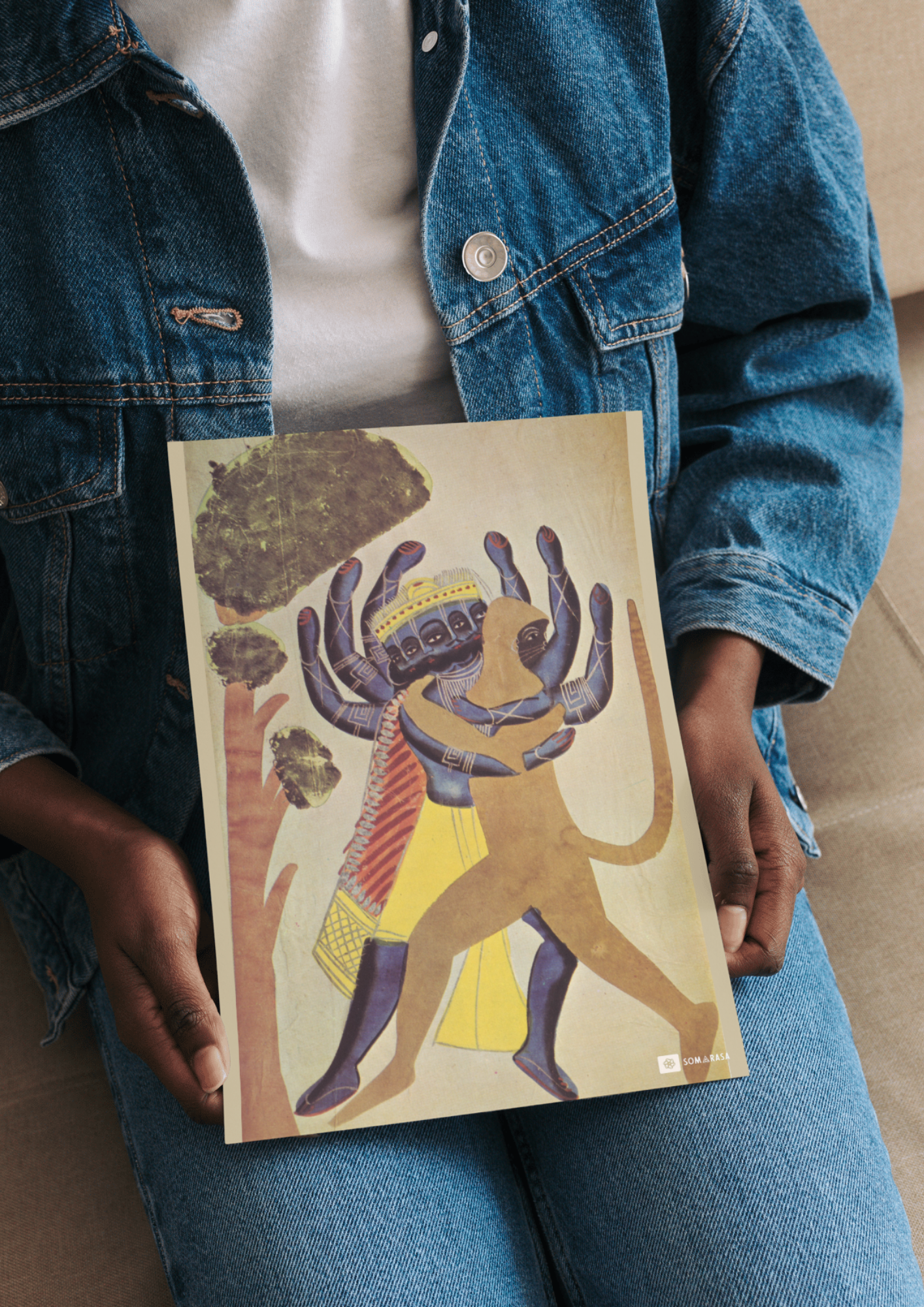 Ravan & Hanuman – Kalighat Painting Reprint (A3 Poster)